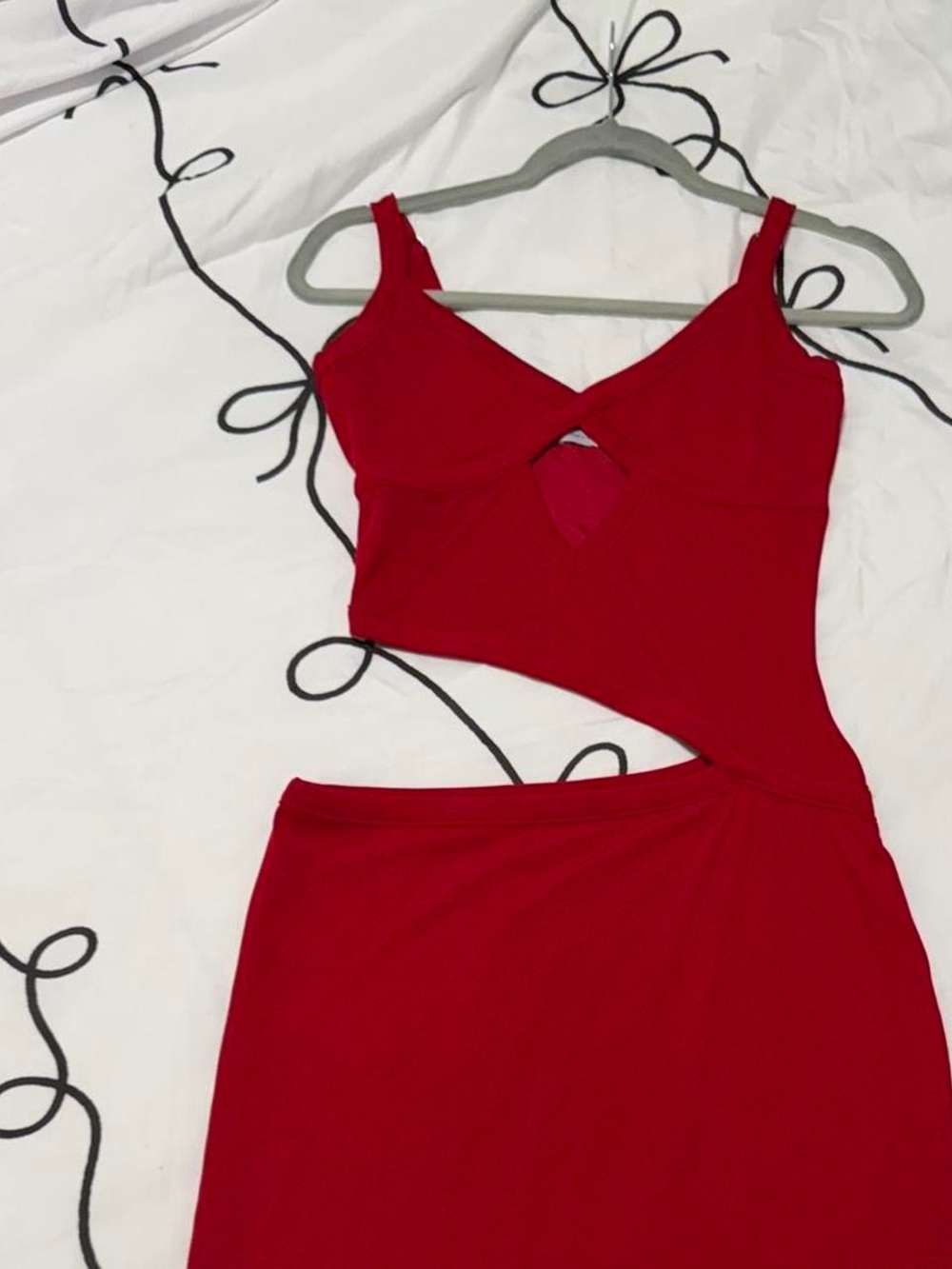 Red Maxi Dress with Cutout - Picture 3 of 5